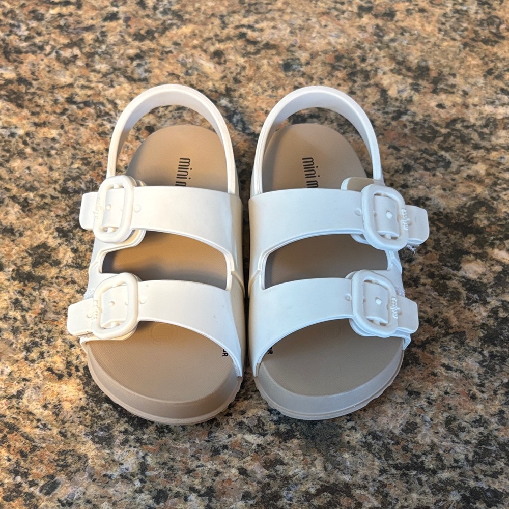 Mini Melissa White Girls Double Buckle Sandals